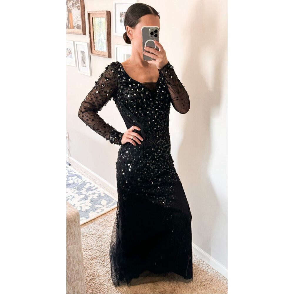 Atria Couture Jewel Evening Dress in Black, Size 14‎